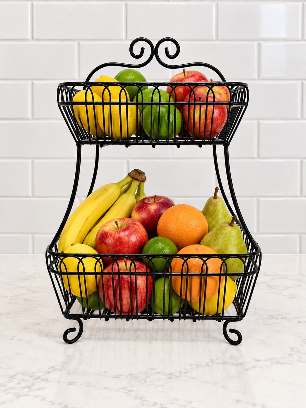 Two-Tier Black Wire Display Basket - Picture 2 of 9